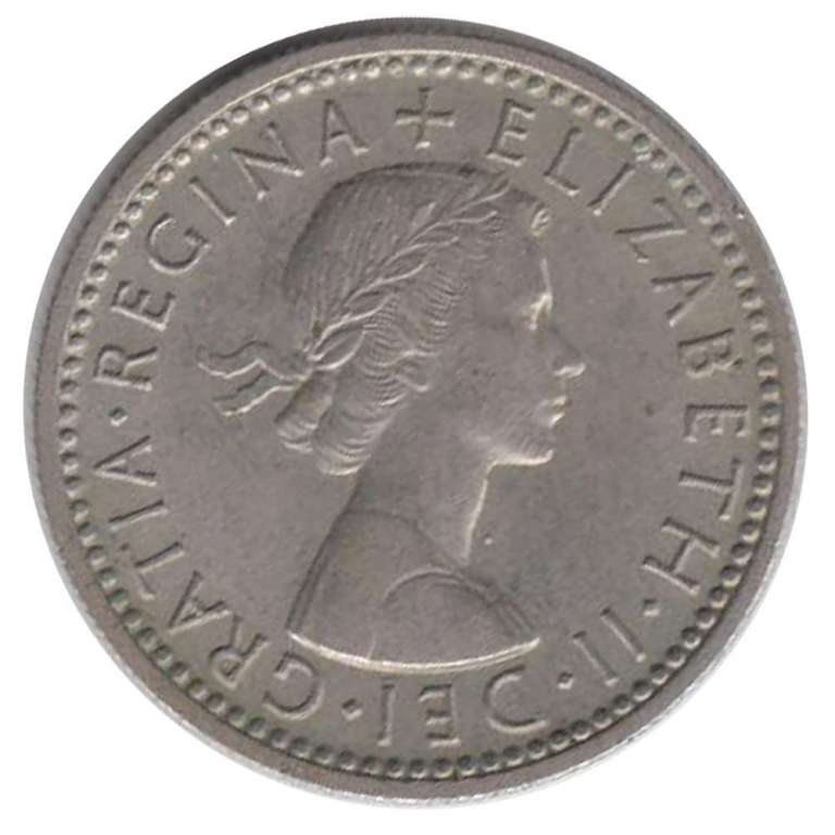 (1956) Монета Великобритания 1956 год 6 пенсов &quot;Елизавета II&quot;  Медь-Никель  XF
